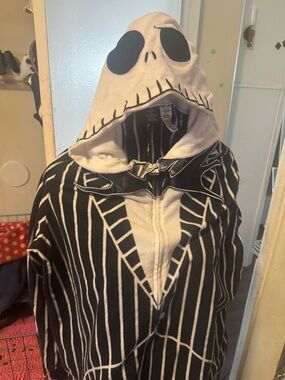 Disney Jack Skellington Black & White Hooded Pajama Jacket